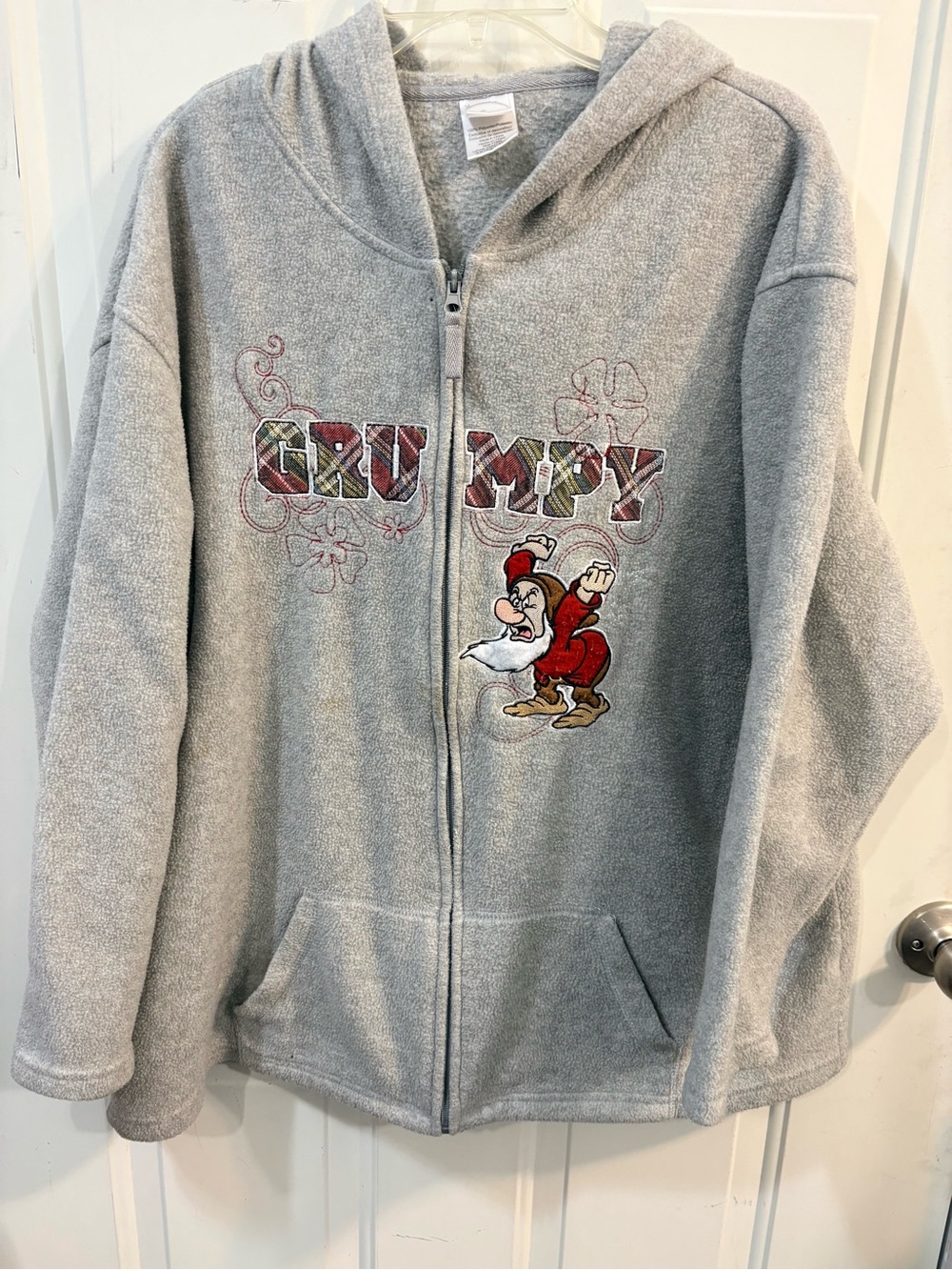 Gray Grumpy Graphic Zip-Up Hoodie Sweater